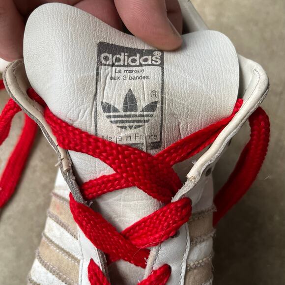 VINTAGE FRENCH ADIDAS WHITE SNEAKER SHOES MENS 12 80S - Picture 4 of 4